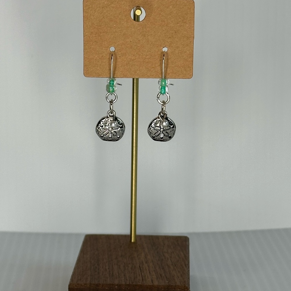 Silver tone Sand Dollar Earrings